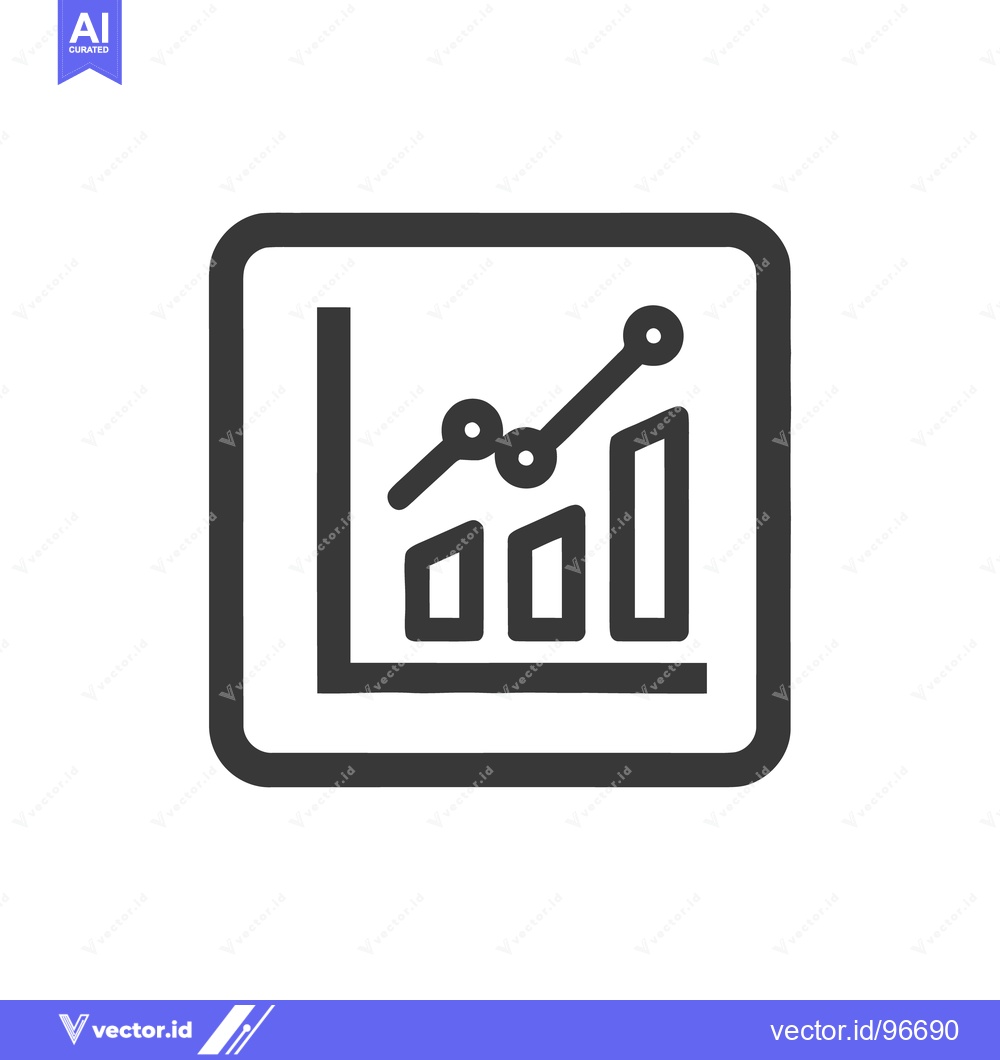 Premium Vector dari Ascending Bar Graph Icon with Line Chart in Rounded Square Frame