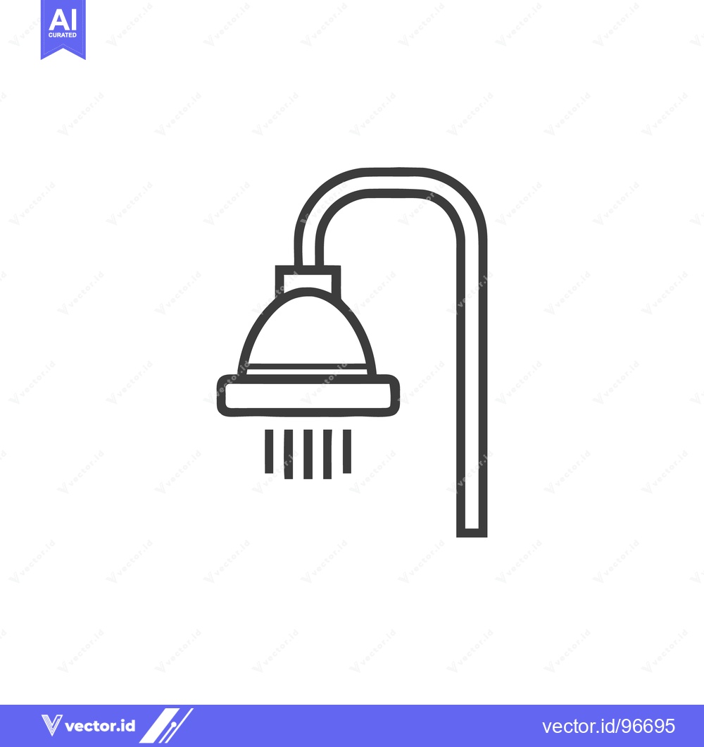 Premium Vector dari Minimalist Shower Head Icon with Water Stream Illustration