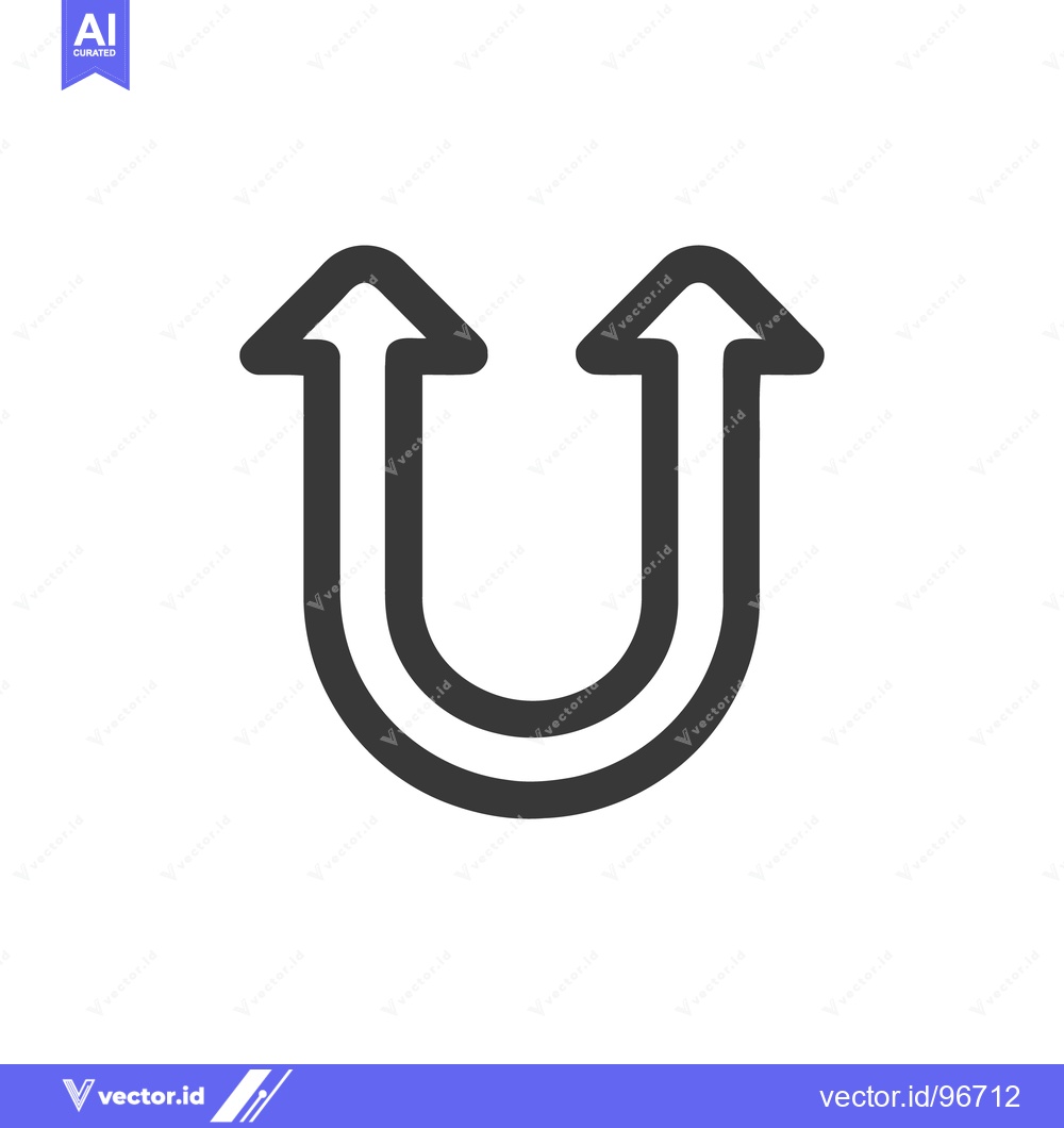 Premium Vector dari Bold U-Turn Arrow Icon: Upward Direction, Modern Design, Vector Illust