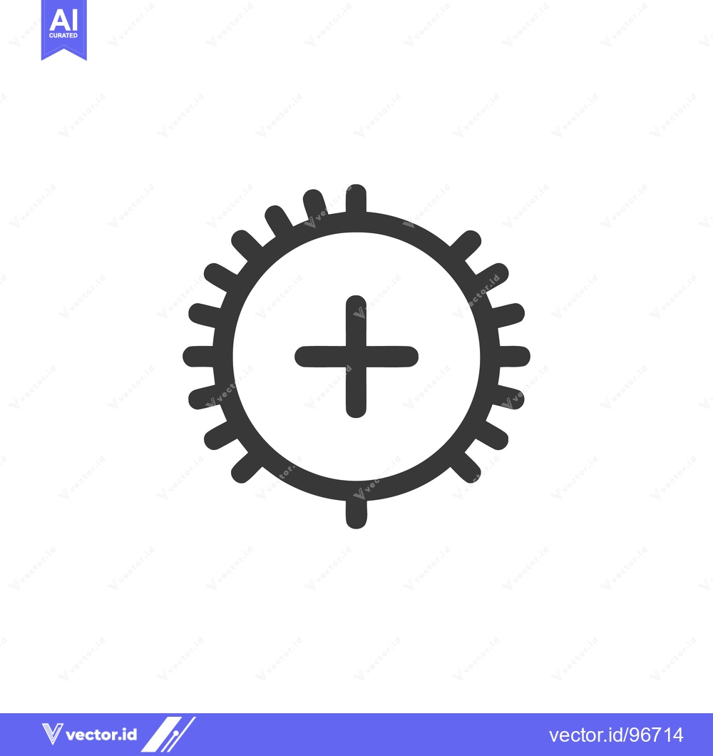 Premium Vector dari Minimalist Icon: Spiked Circle with Plus Sign Center, Flat Design
