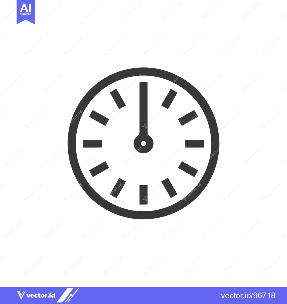 Premium Vector dari Minimalist Clock Icon: Twelve O'Clock, Time Management Concept