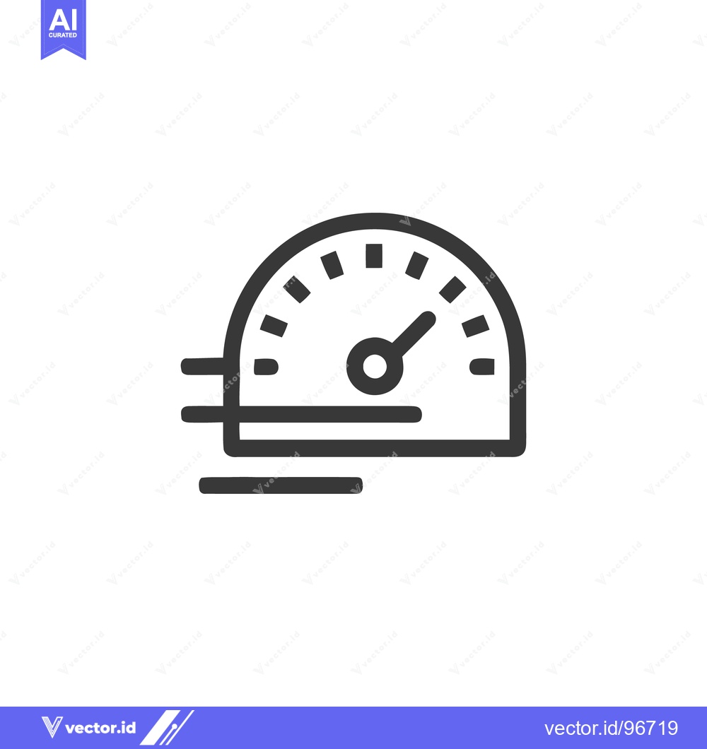 Premium Vector of Speedometer Icon with Motion Lines, Minimalist Design, Black on White