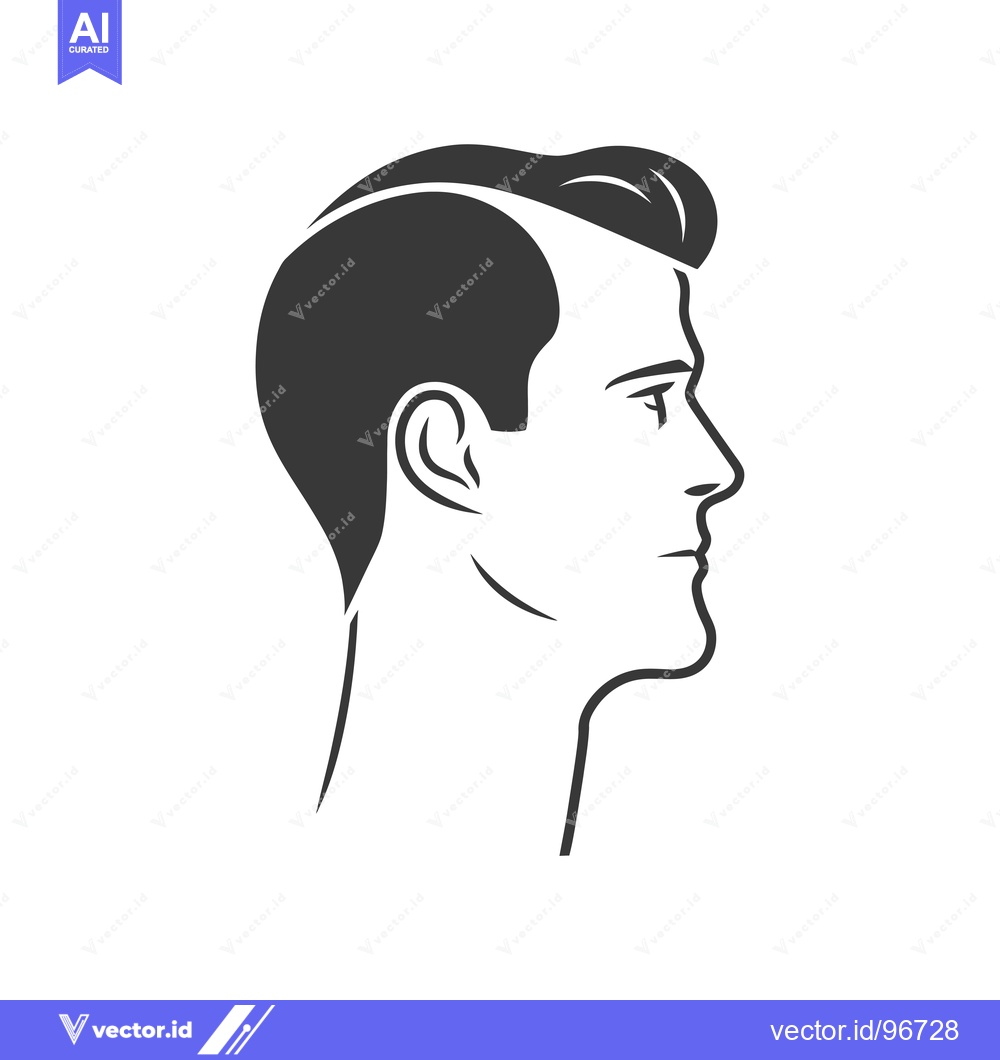 Premium Vector of Side Profile Illustration of a Man's Head with Short Hair