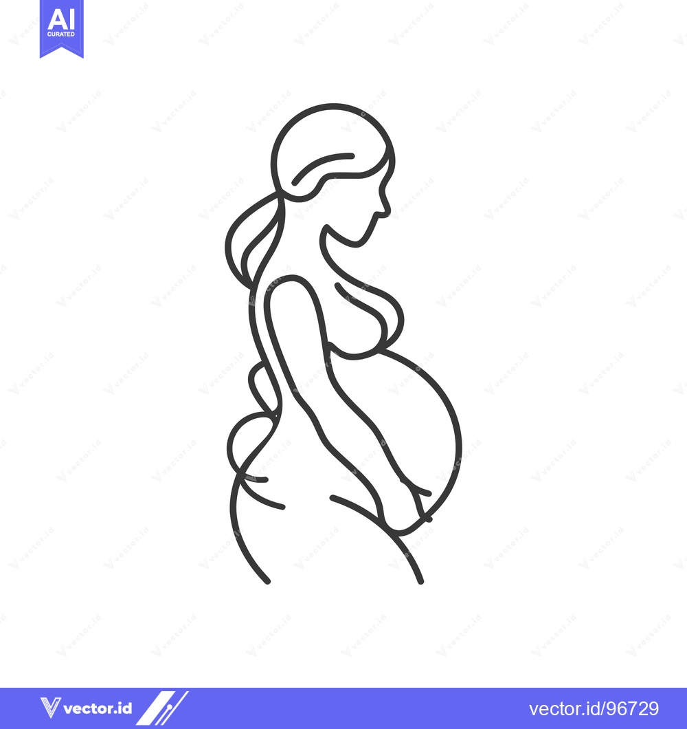 Premium Vector dari Side profile line drawing of a pregnant woman