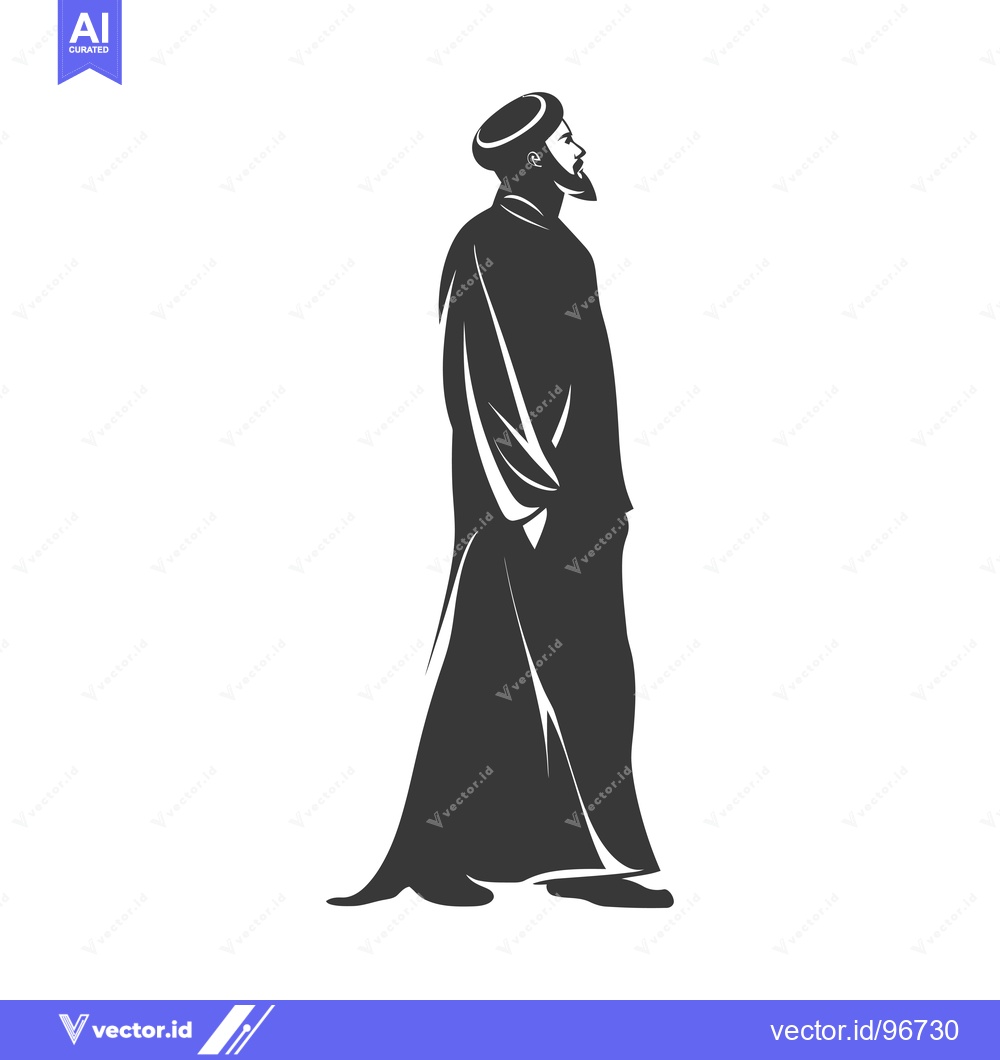 Premium Vector dari Side Profile of a Bearded Man in Traditional Islamic Clothing