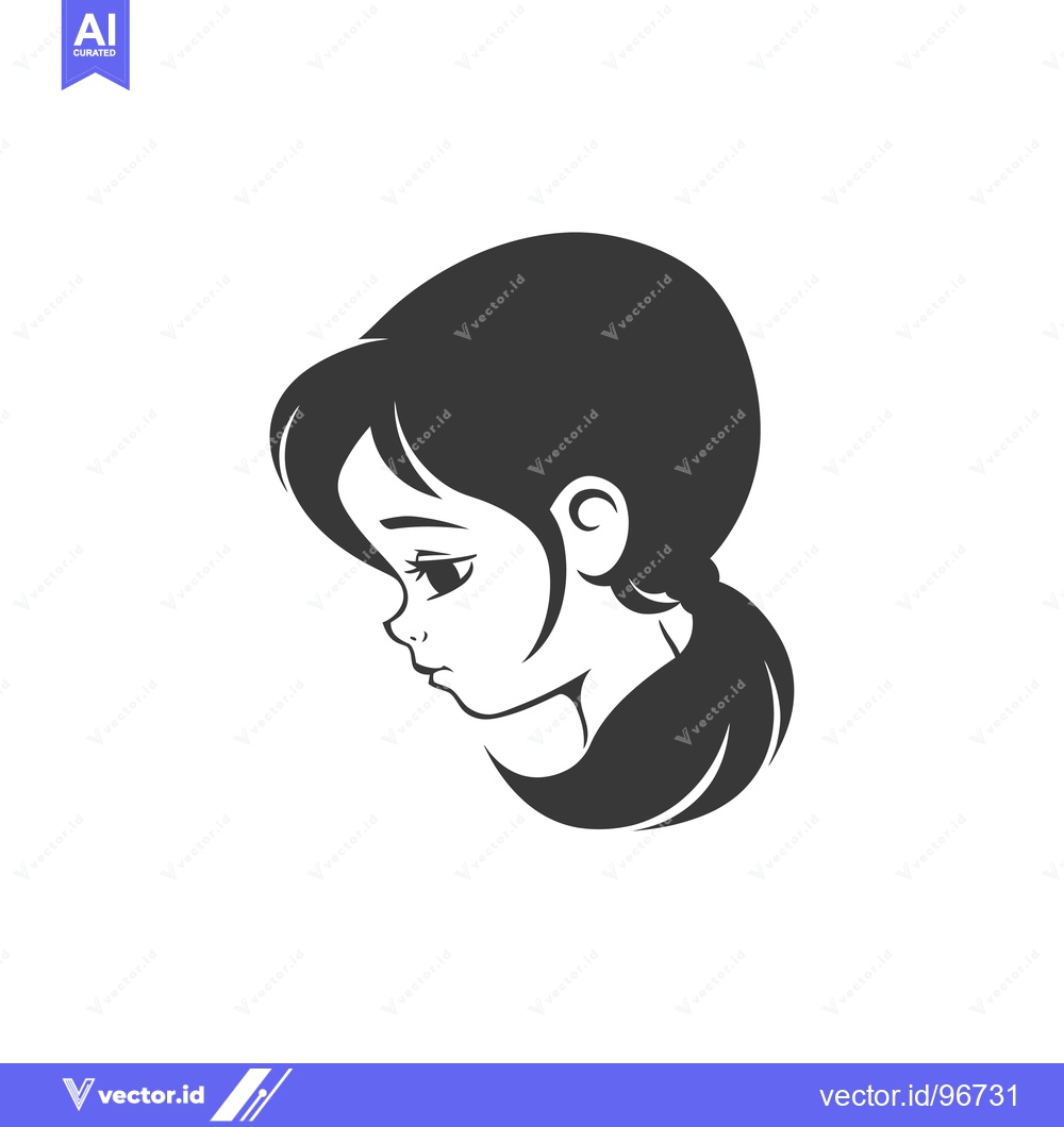Premium Vector dari Side Profile of a Girl with Long Hair in a Ponytail