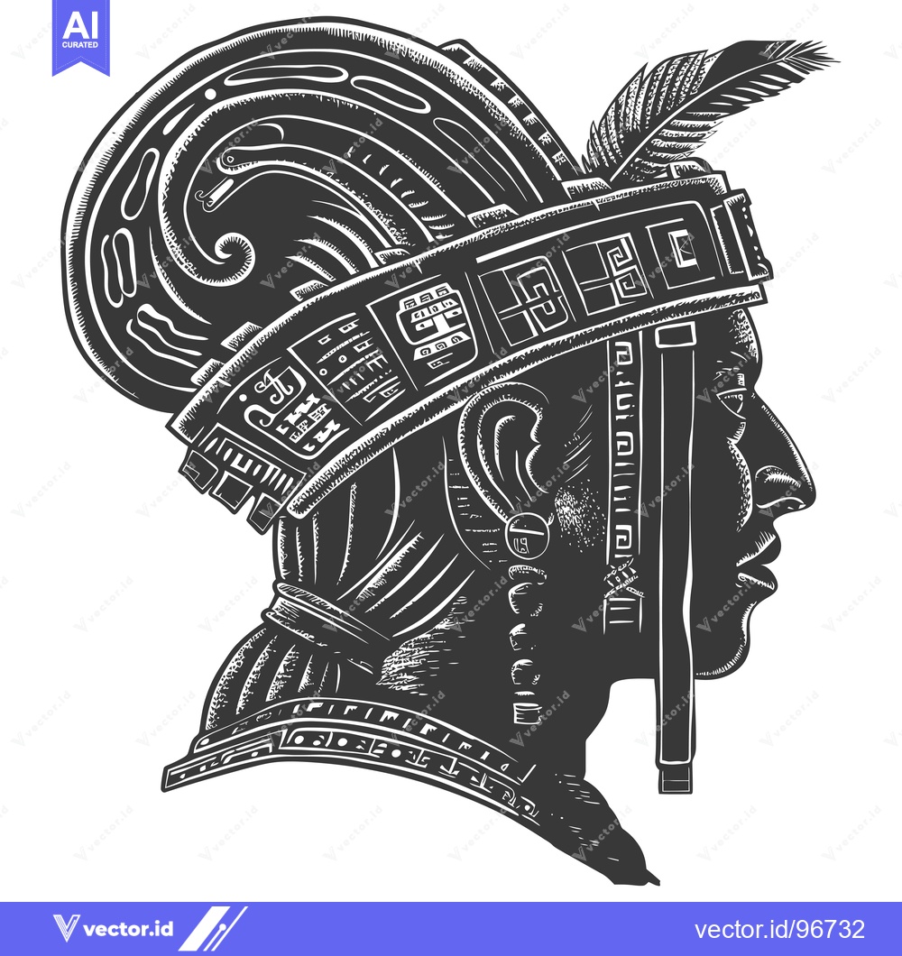 Premium Vector of Side Profile of a Native American in Headdress