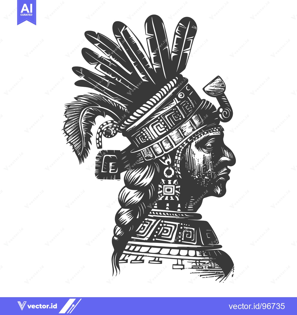 Premium Vector of Side Profile of an Indigenous Person Wearing a Feather Headdress