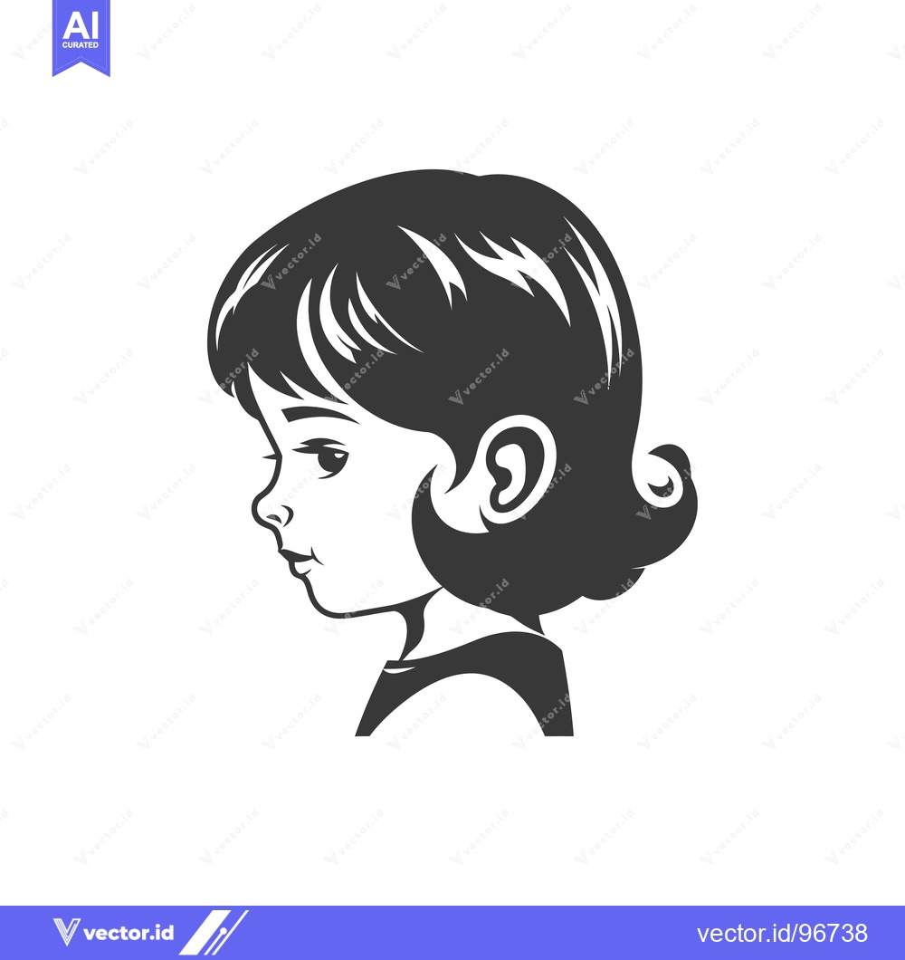 Premium Vector dari Side Profile of a Young Girl with Short Hair