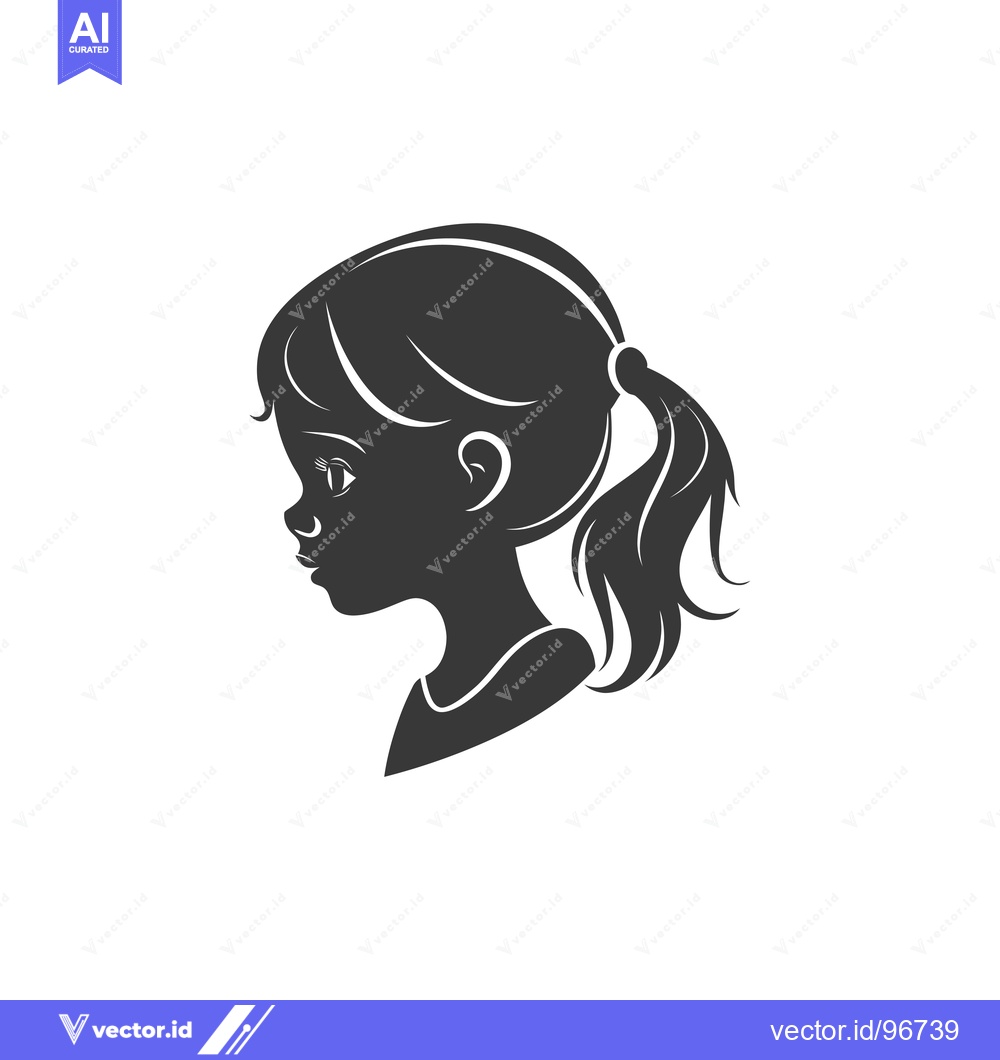 Premium Vector of Side Profile Silhouette of a Girl with Hair Tied Up