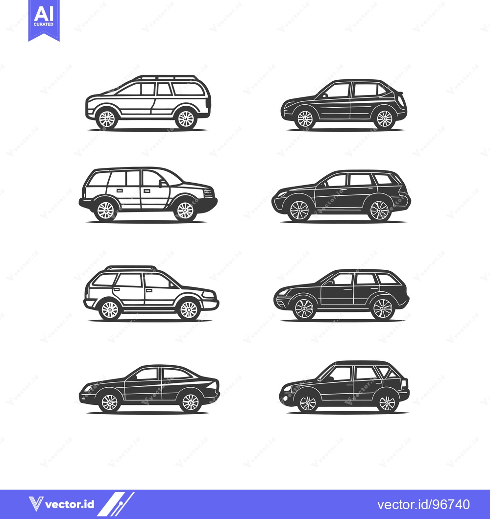 Premium Vector dari Side View Illustrations of Six Different Car Models