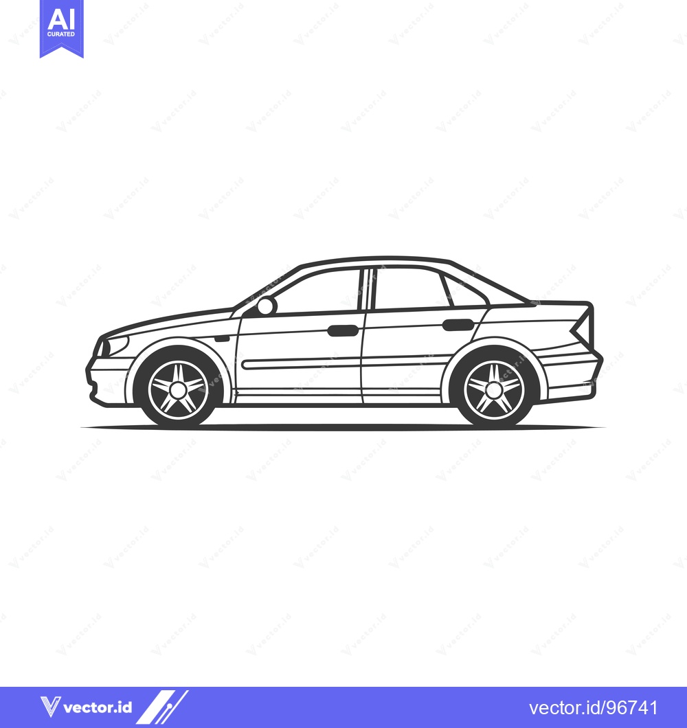 Premium Vector dari Side View Line Art Illustration of a Car