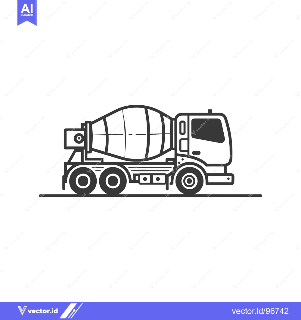 Premium Vector dari Side View Line Art Illustration of a Cement Mixer Truck