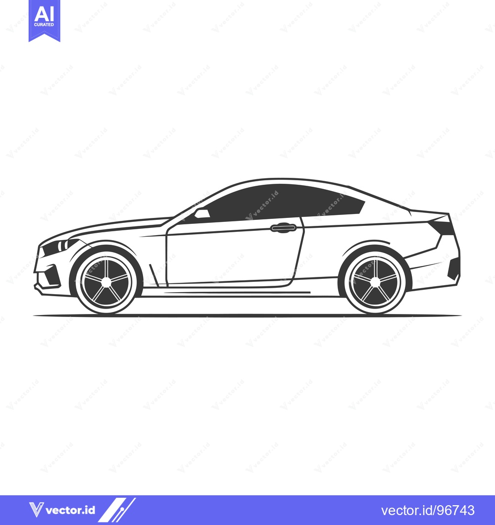 Premium Vector of Side View Line Drawing of a Modern Coupe Car