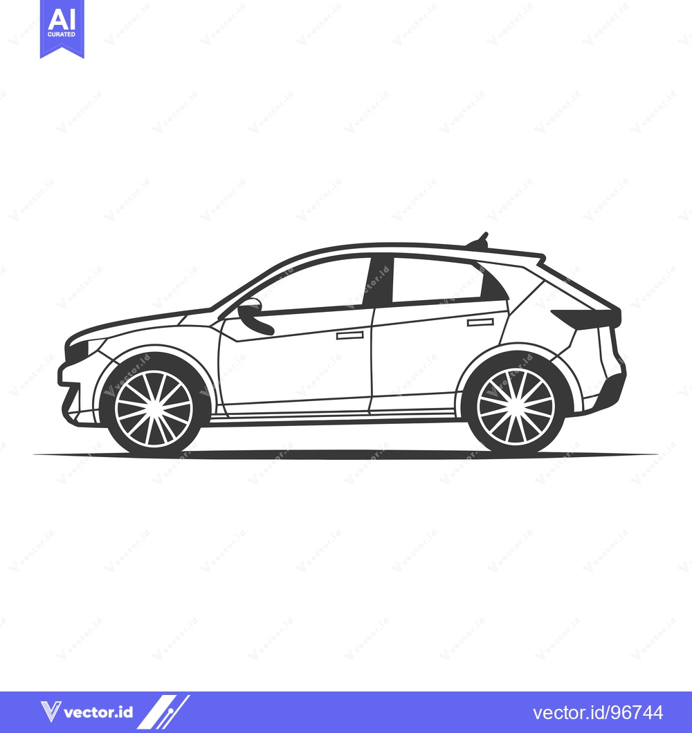 Premium Vector of Side View Line Drawing of a Modern SUV