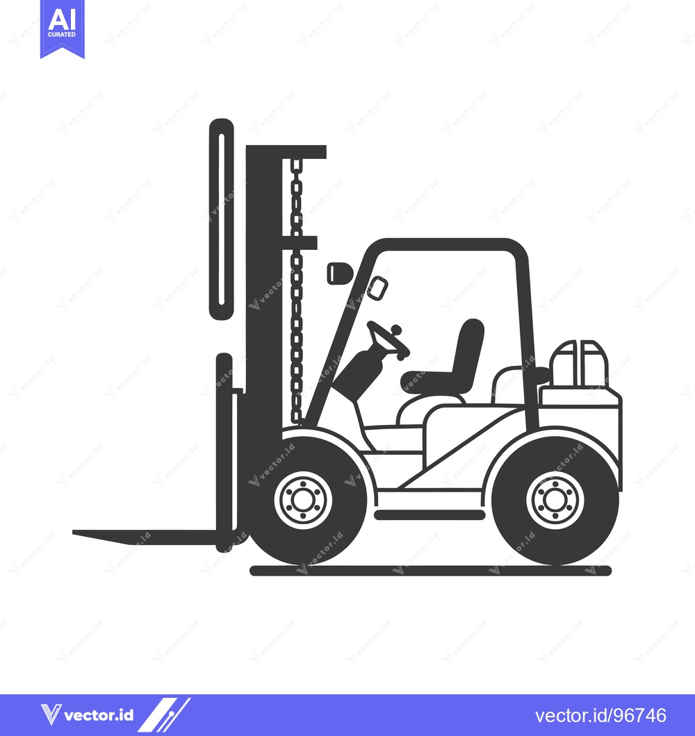 Premium Vector of Side View of a Black and White Forklift