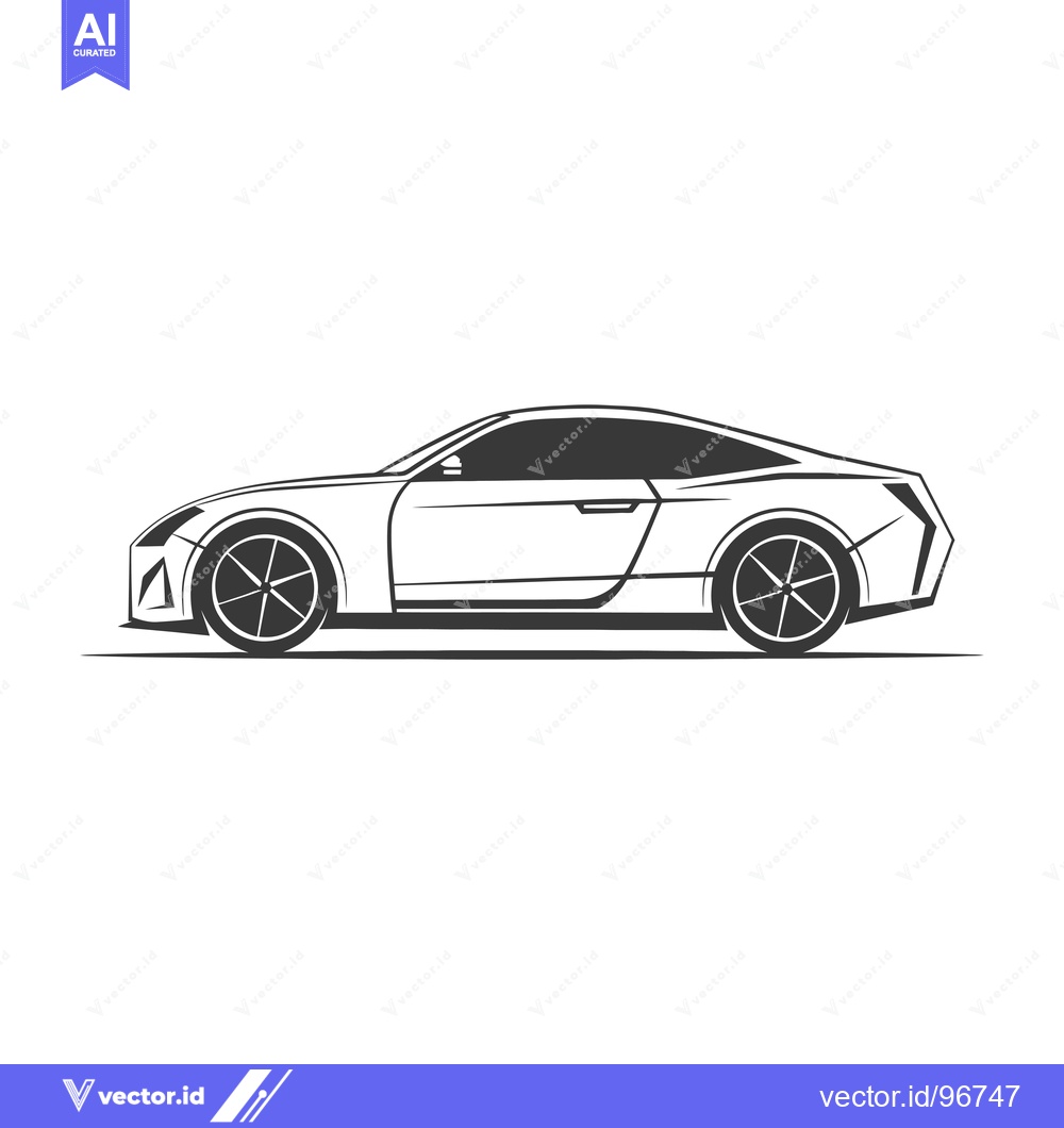 Premium Vector of Side View of a Black and White Sports Car