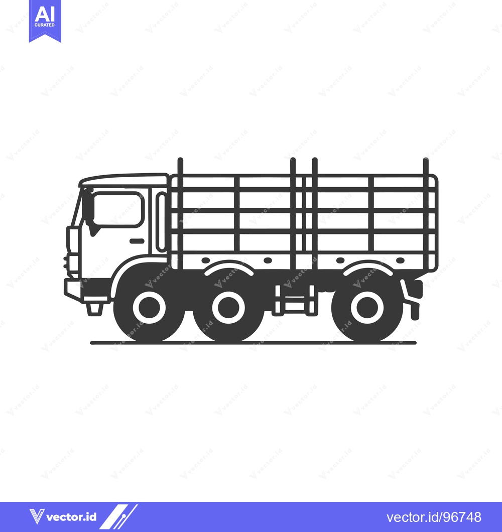 Premium Vector dari Side View of a Cargo Truck with a Wooden Bed