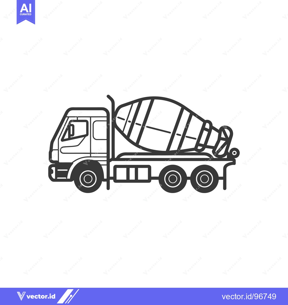 Premium Vector of Side View of a Concrete Mixer Truck