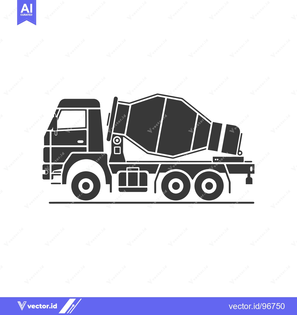 Premium Vector dari Side View of a Concrete Mixer Truck Silhouette