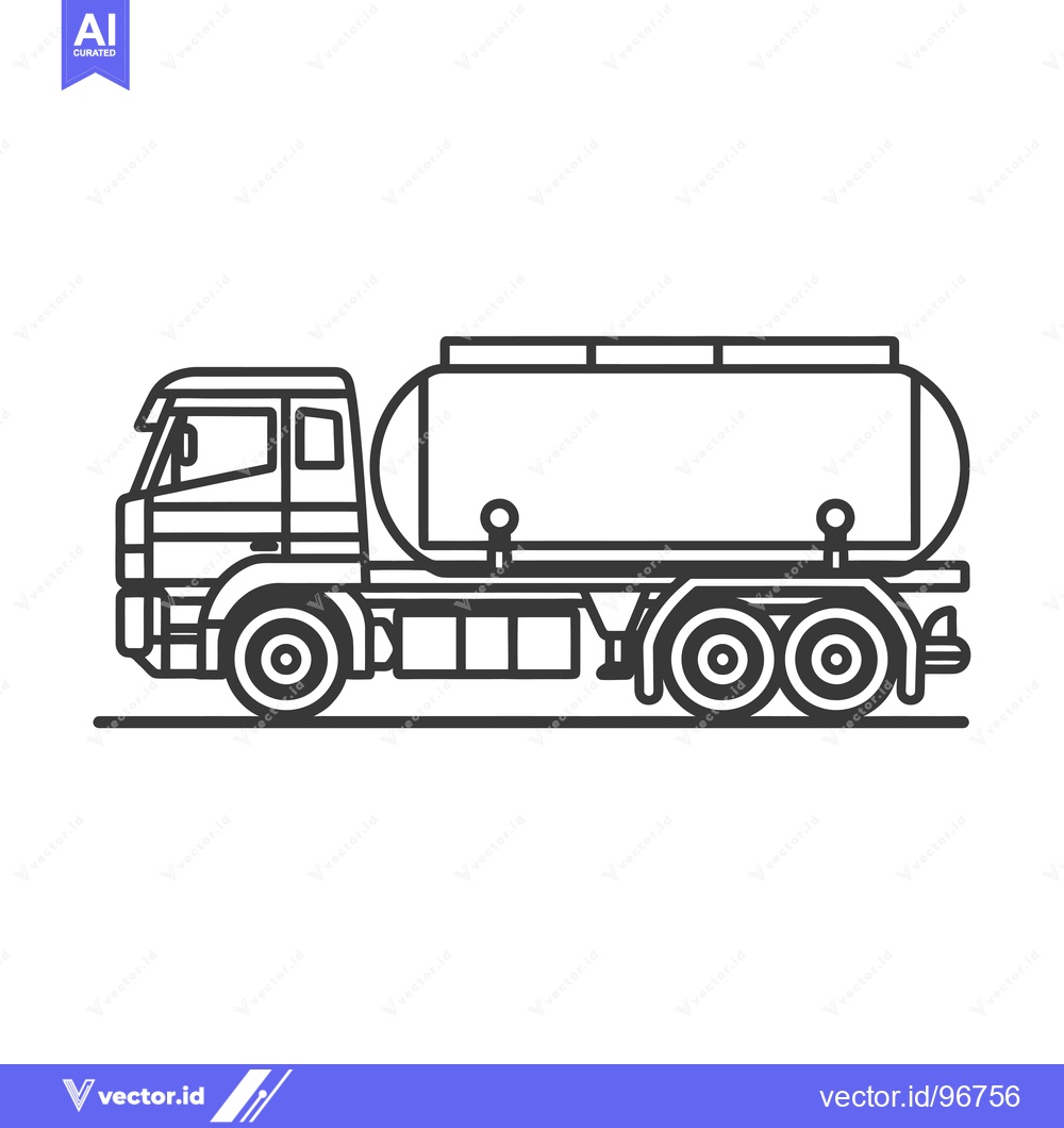 Premium Vector dari Side View of a Tanker Truck with a Large Fuel Tank