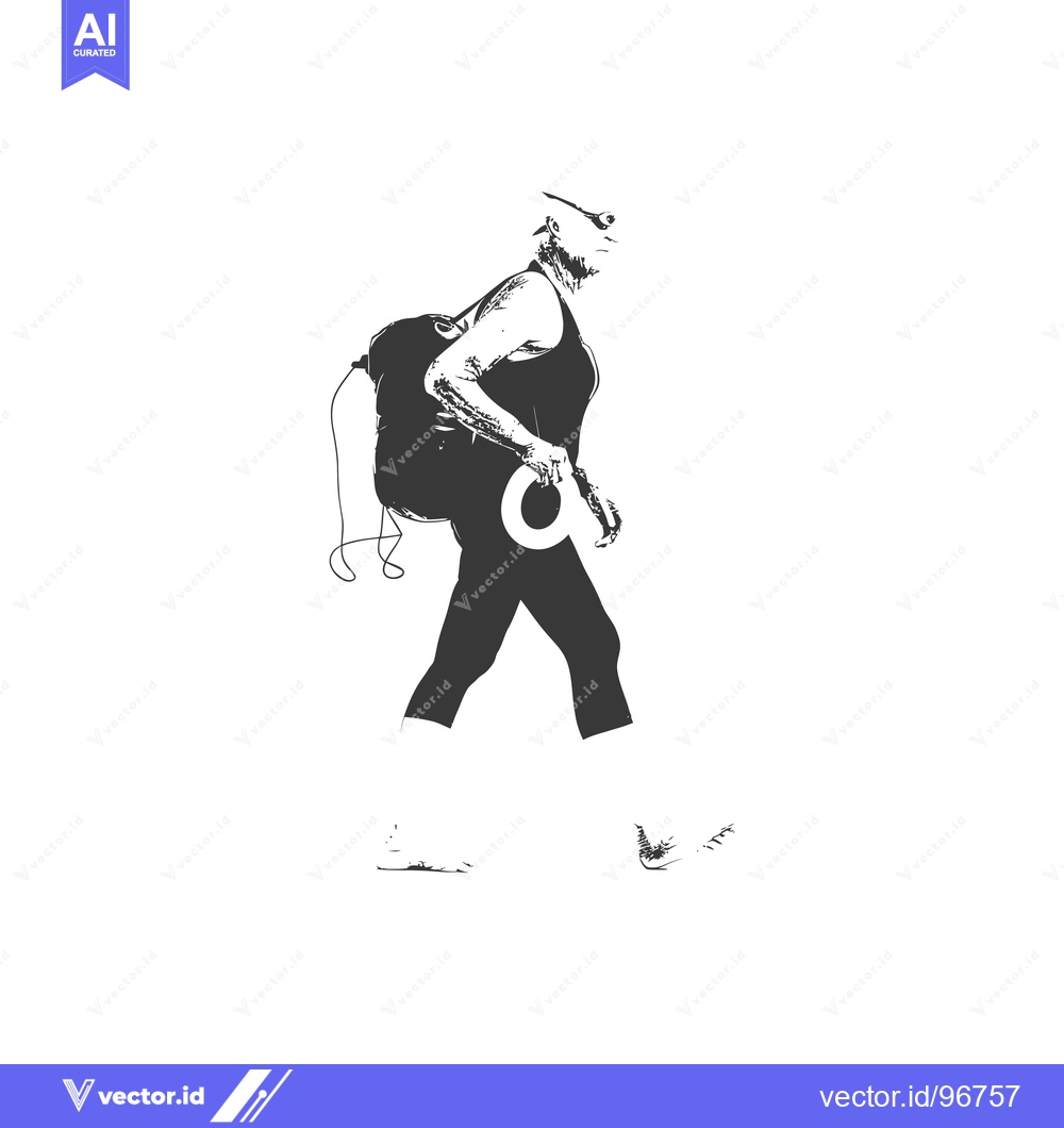 Premium Vector of Side View of a Woman Hiking With a Backpack
