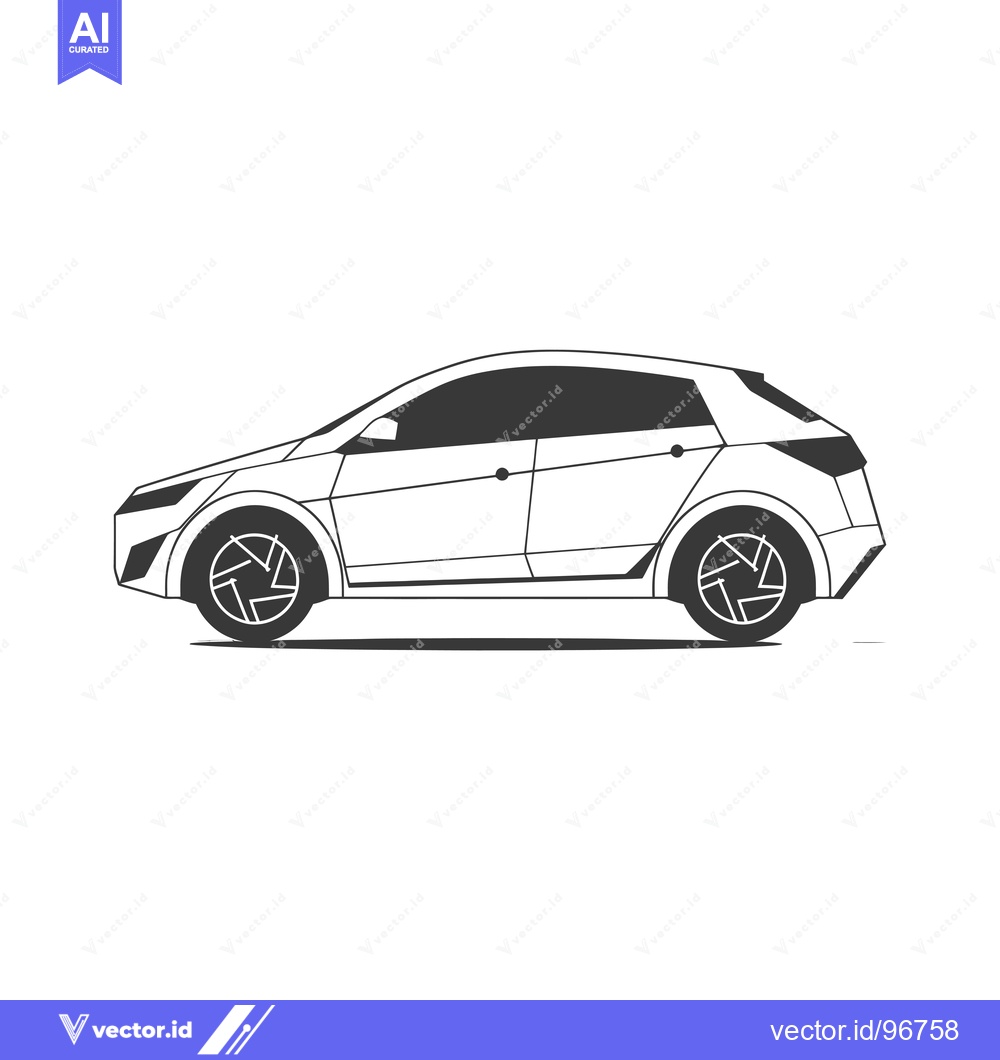 Premium Vector dari Side View Outline of a Modern Car