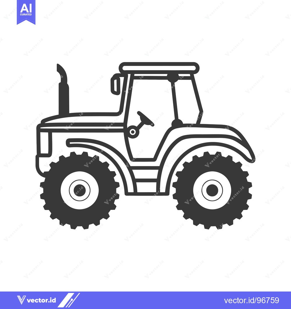 Premium Vector dari Side View Outline of a Tractor with Large Wheels