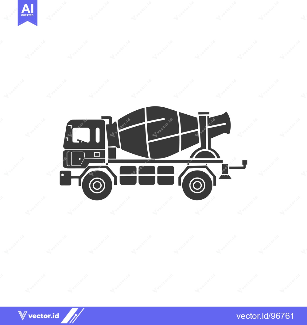 Premium Vector of Side View Silhouette of a Cement Mixer Truck