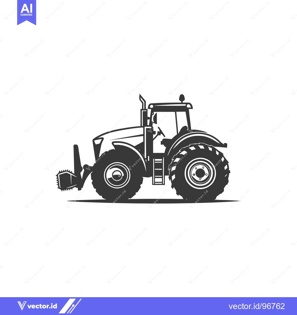 Premium Vector dari Side View Silhouette of a Farm Tractor with a Chainsaw Attachment