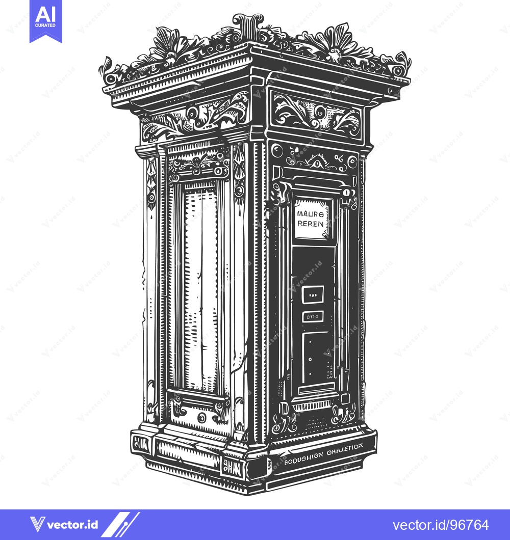 Premium Vector dari An ornate vintage architectural structure featuring detailed carvings