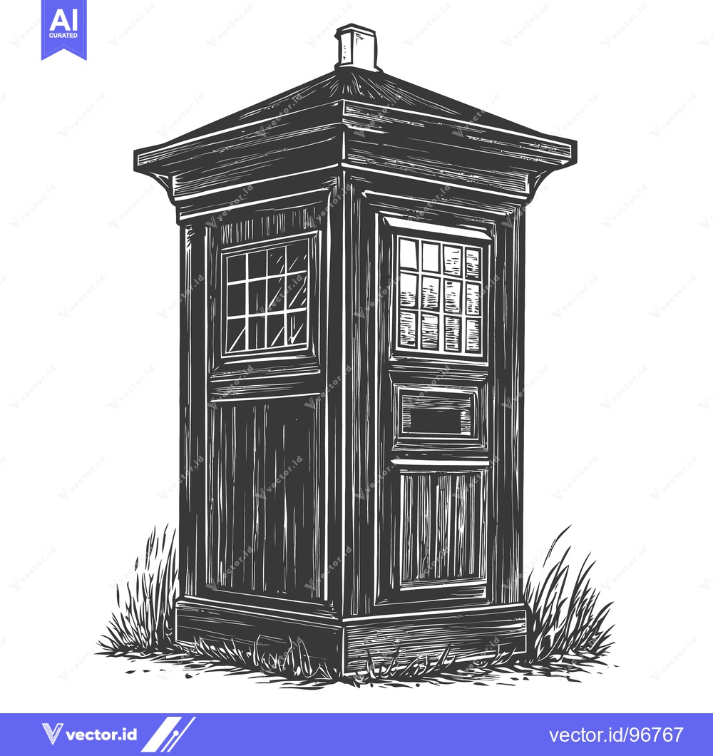 Premium Vector dari A detailed illustration of a tall wooden structure with windows