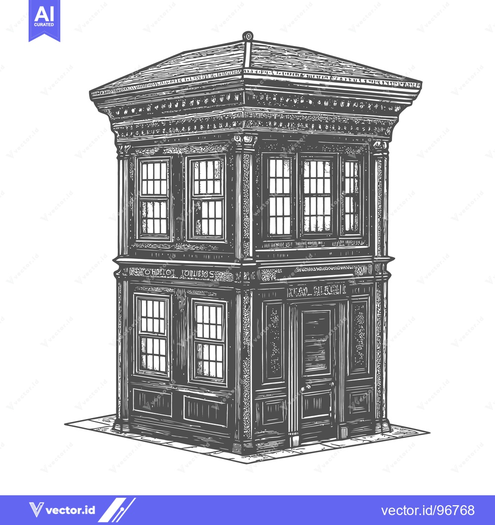 Premium Vector dari A Detailed Illustration Depicting a Historic Two Story Building