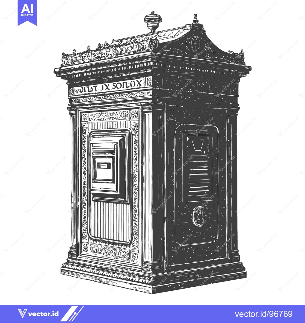 Premium Vector of An ornate classical style postal box telephone booth illustration