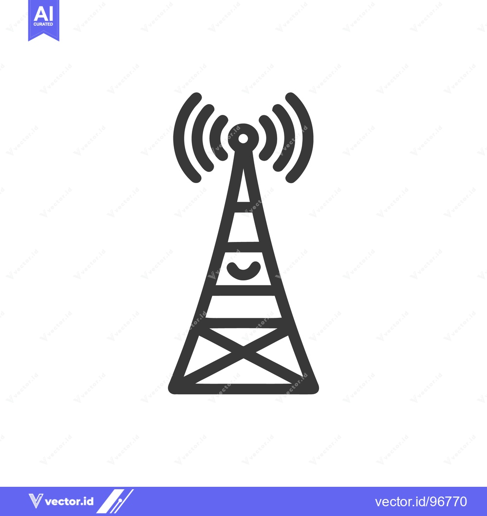 Premium Vector of Minimalist Radio Tower Icon with Signal Waves and Geometric Design