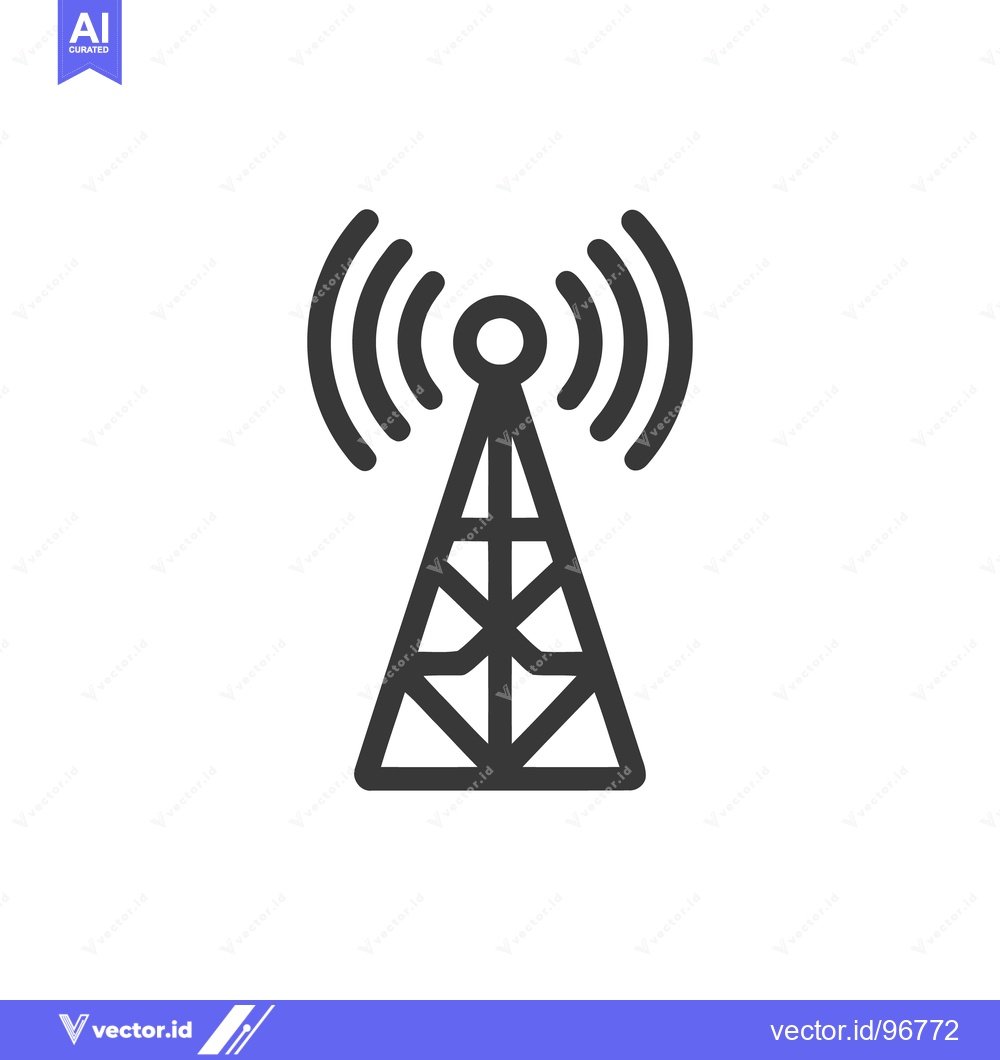Premium Vector dari Minimalist Icon of a Communication Tower with Signal Waves
