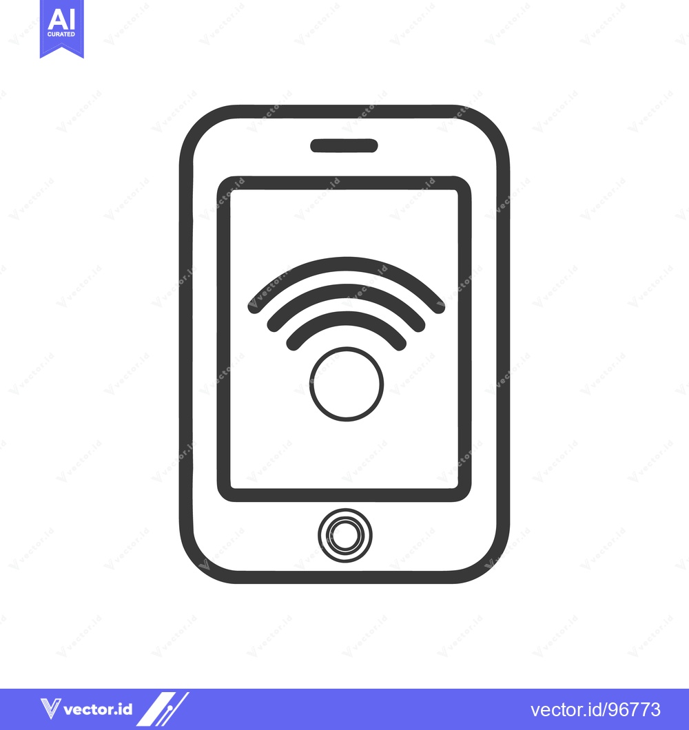 Premium Vector of Minimalist Smartphone Icon with WiFi Symbol in Black and White Outline