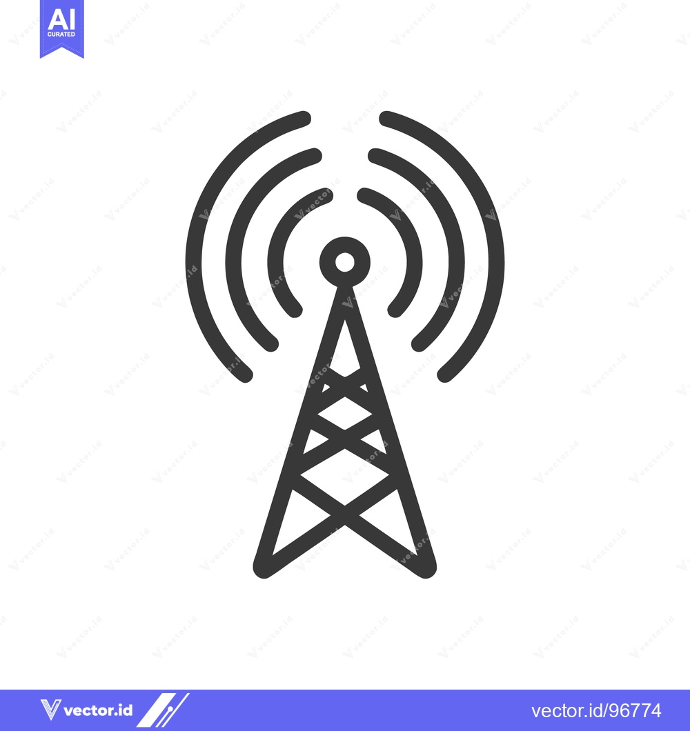 Premium Vector dari Minimalist Icon of a Communication Tower with Signal Waves