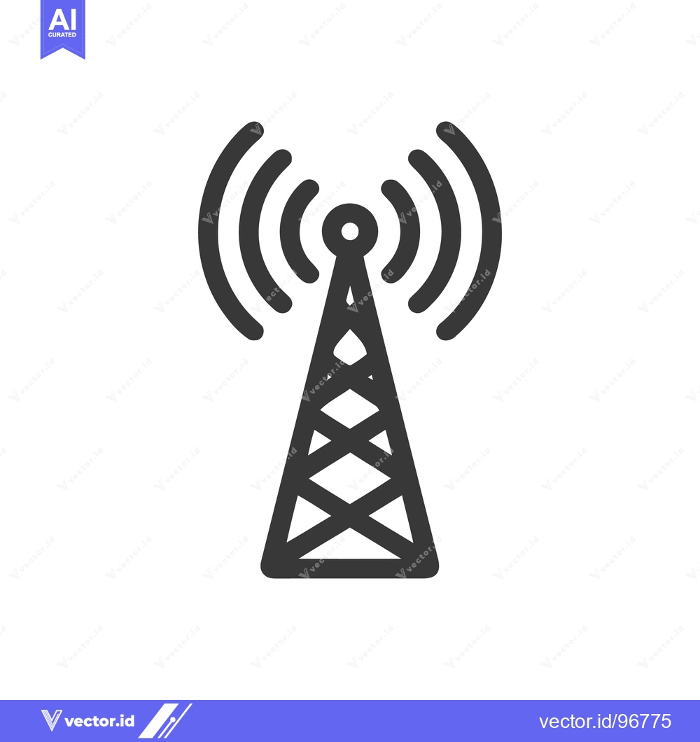 Premium Vector dari Minimalist Icon of a Radio Tower with Signal Waves
