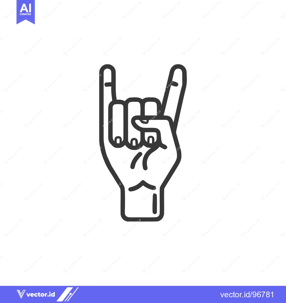 Premium Vector dari Rock On Hand Gesture Icon, Heavy Metal Sign, Outline Style