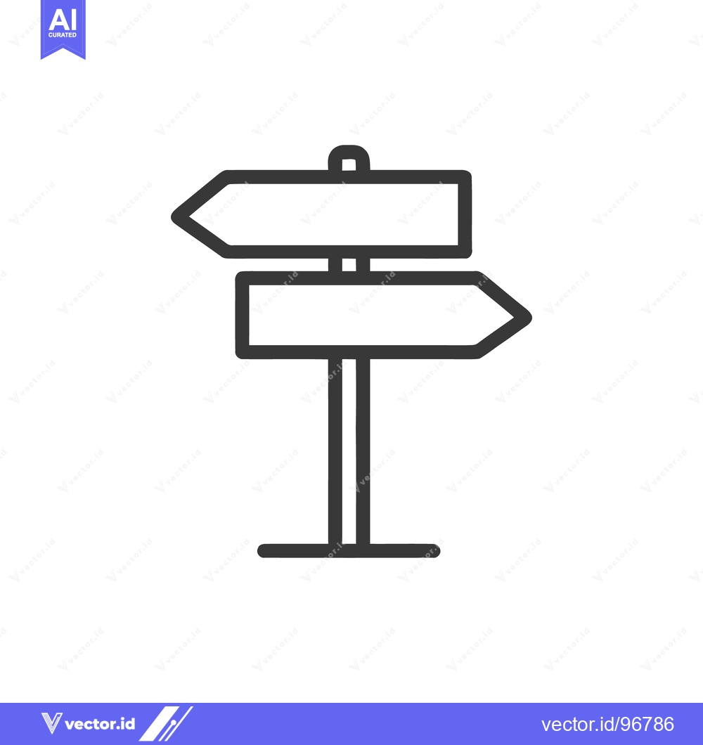 Premium Vector dari Minimalist Directional Signpost Icon with Two Arrows on White Backgrou