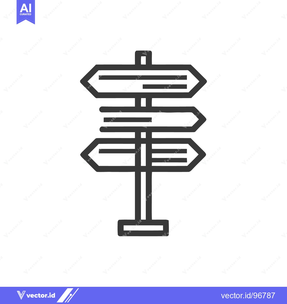 Premium Vector dari Minimalist Directional Signpost Icon: Black Outline on White Backgroun