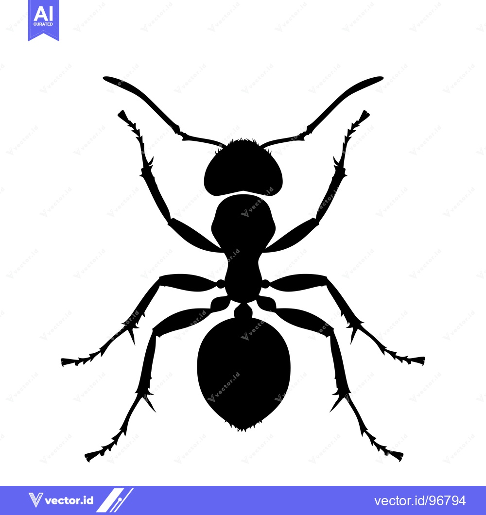 Premium Vector dari Black Silhouette of an Ant with Spiky Legs