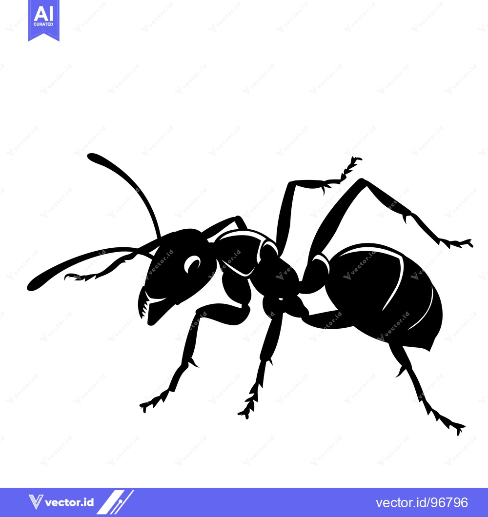 Premium Vector dari Black and White Silhouette of an Ant