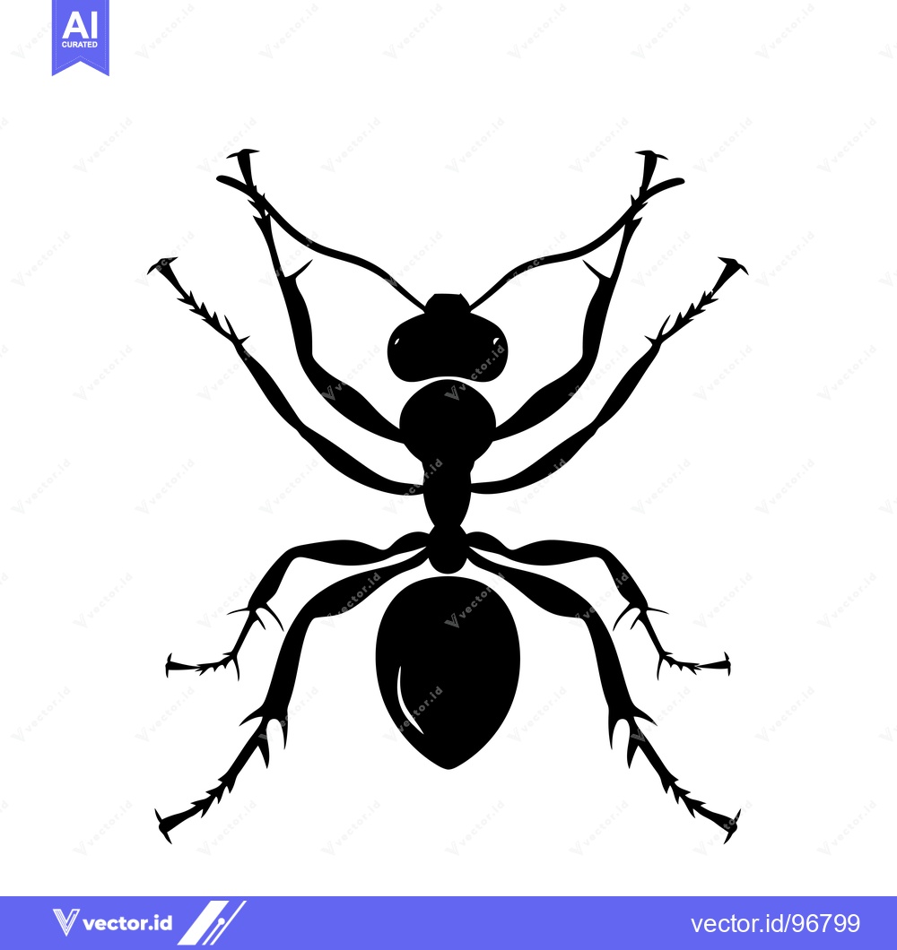 Premium Vector of Black Silhouette of an Ant with Outstretched Legs