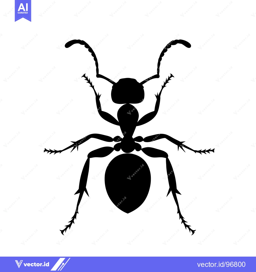 Premium Vector of Black Silhouette of an Ant Viewed from Above