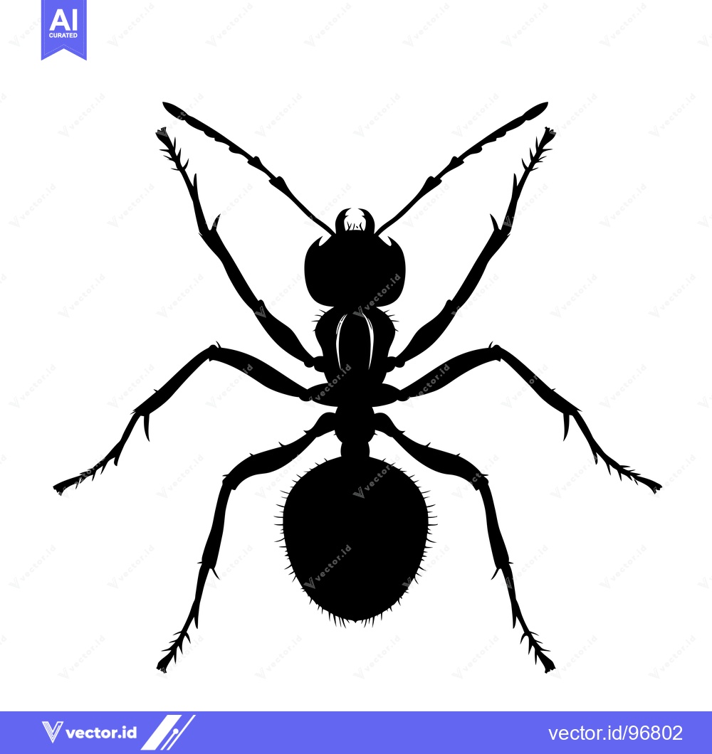 Premium Vector of Silhouette of an Ant with Upraised Legs and Thorns