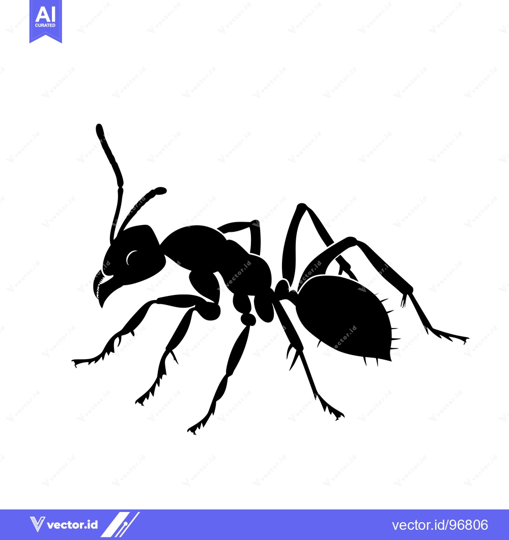 Premium Vector dari Black Silhouette of an Ant with Detailed Anatomy