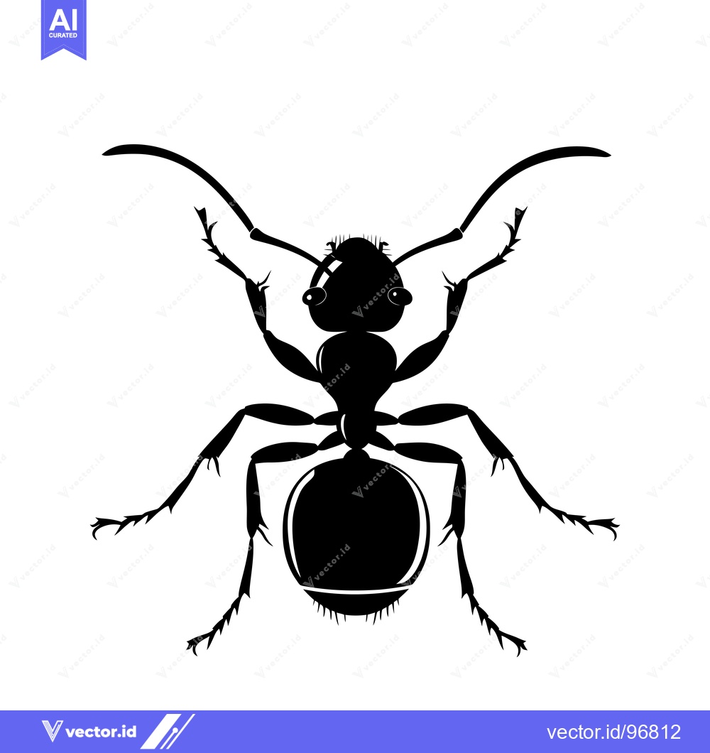 Premium Vector of Black and White Silhouette of an Ant in Profile