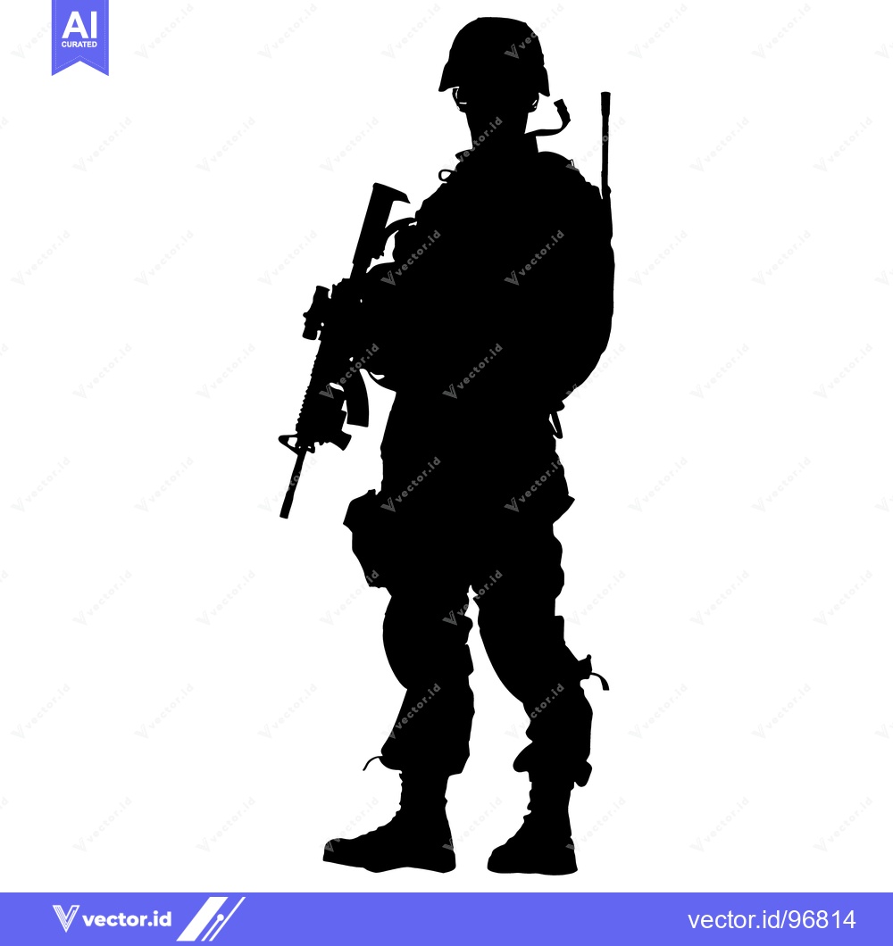 Premium Vector of Silhouette of a Soldier Holding a Rifle